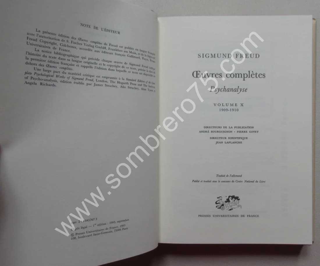 Oeuvres Complètes Psychanalyse X. 1909-1910. Sigmund FREUD - Image 3
