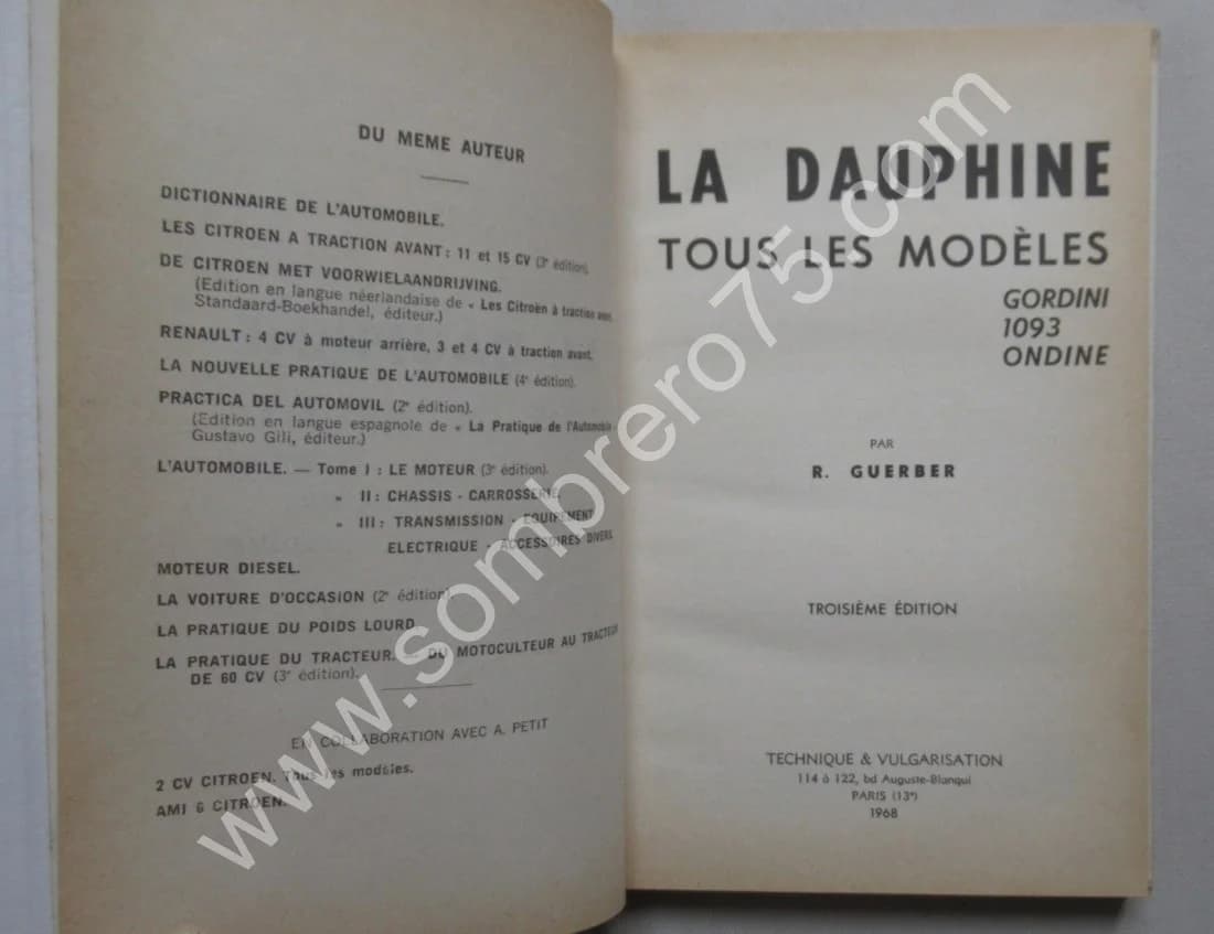 La Dauphine tous les modèles Gordini 1093 Ondine. 1968. R GUERBER - Image 3
