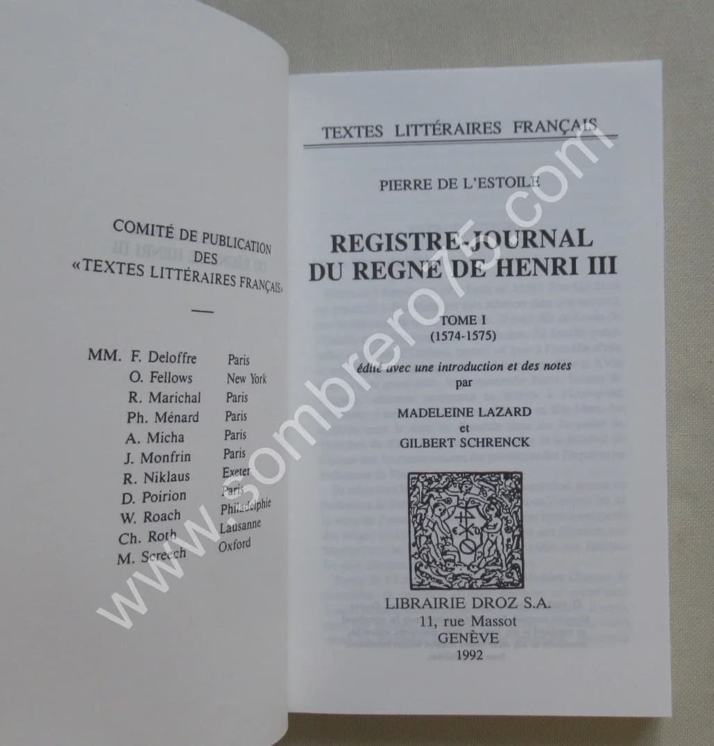 Registre Journal du Règne Henri III - 6 Tomes. Pierre de l'ESTOILE - Image 3