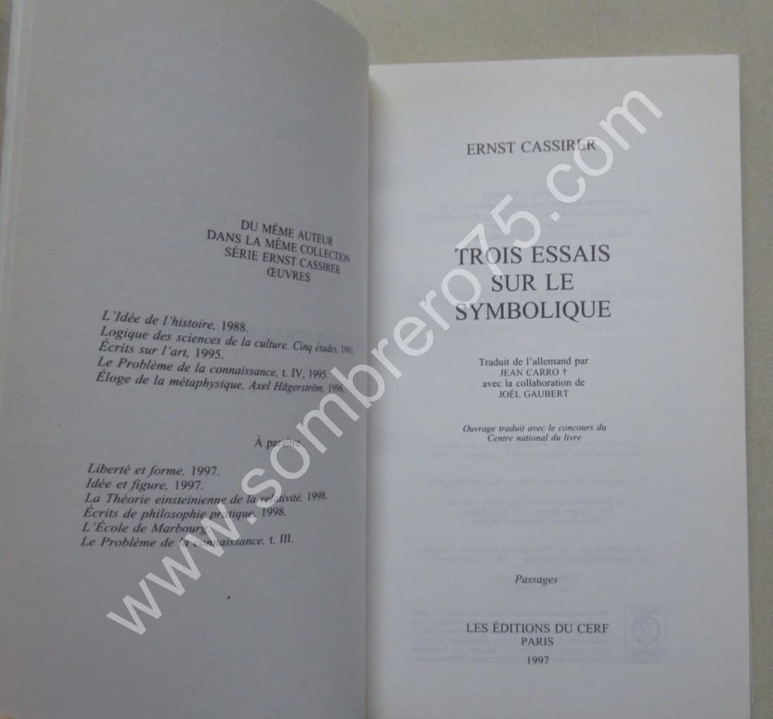 Ernst CASSIRER. Trois Essais sur le Symbolisme - Image 3