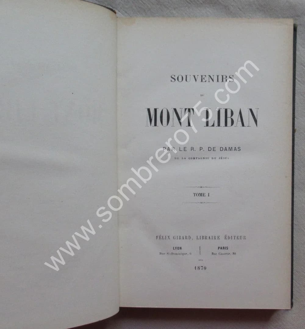 R. P. DE DAMAS. Souvenirs du Mont Liban 2 Tomes - Image 3