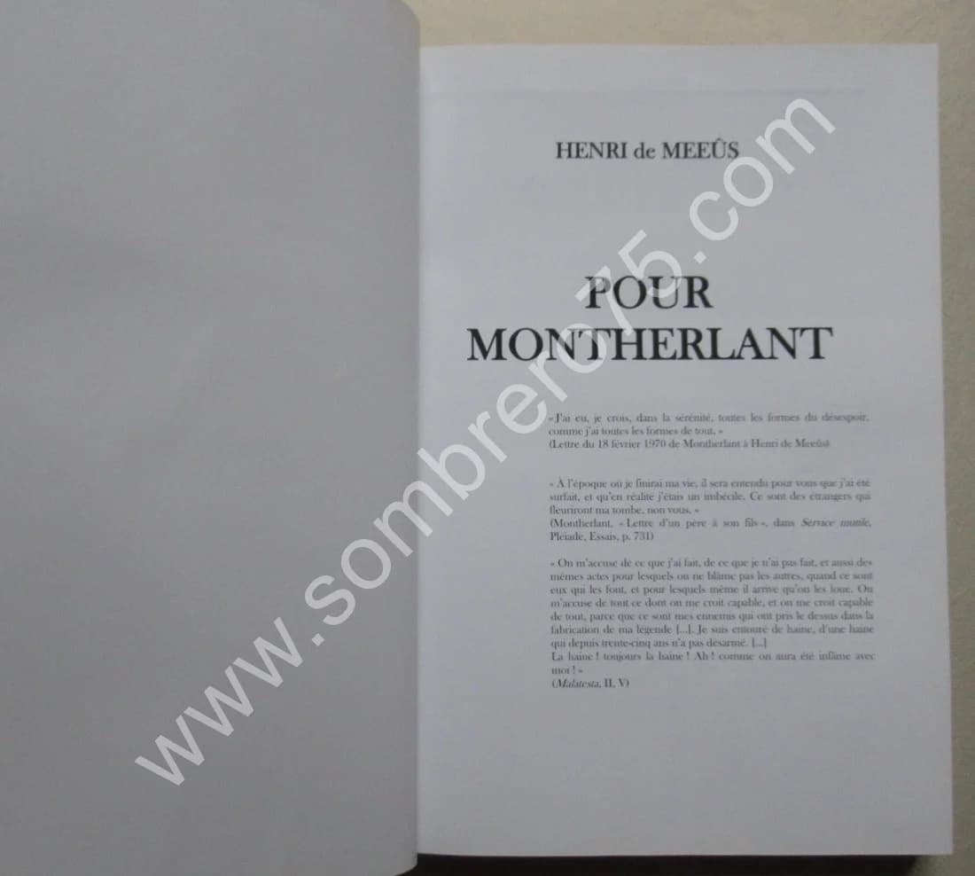 Henri de MEEÛS. Pour Montherlant - Image 3
