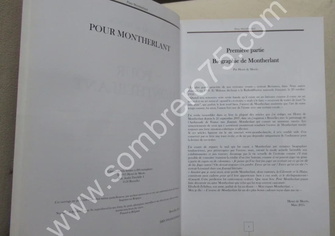 Henri de MEEÛS. Pour Montherlant - Image 4
