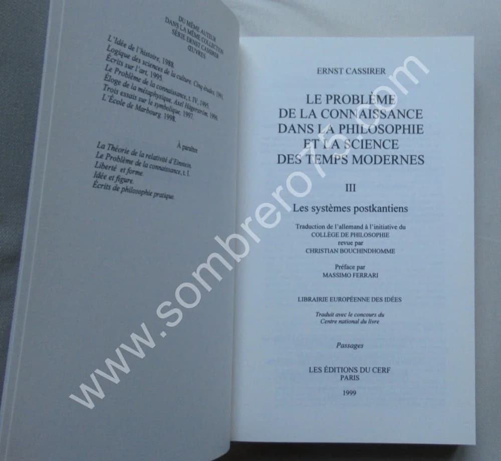 Ernst CASSIRER. Le Problème de la Connaissance dans la Philosophie et la Science des Temps Modernes. T. 3 - Image 3