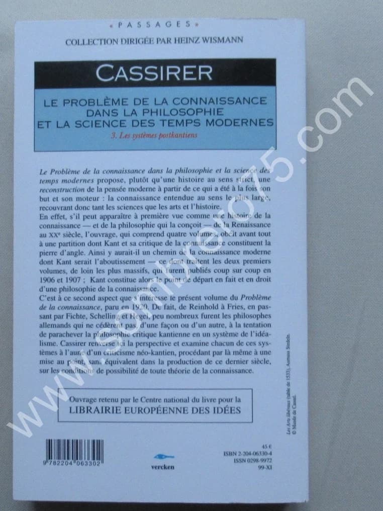 Ernst CASSIRER. Le Problème de la Connaissance dans la Philosophie et la Science des Temps Modernes. T. 3 - Image 4