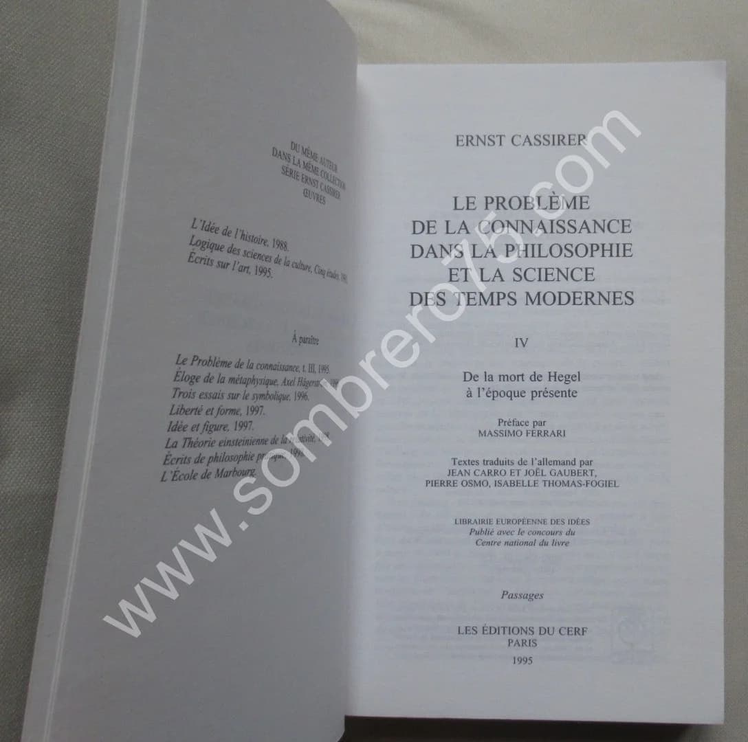 Ernst CASSIRER. Le Problème de la connaissance dans la Philosophie et la Science... Tome IV - Image 3