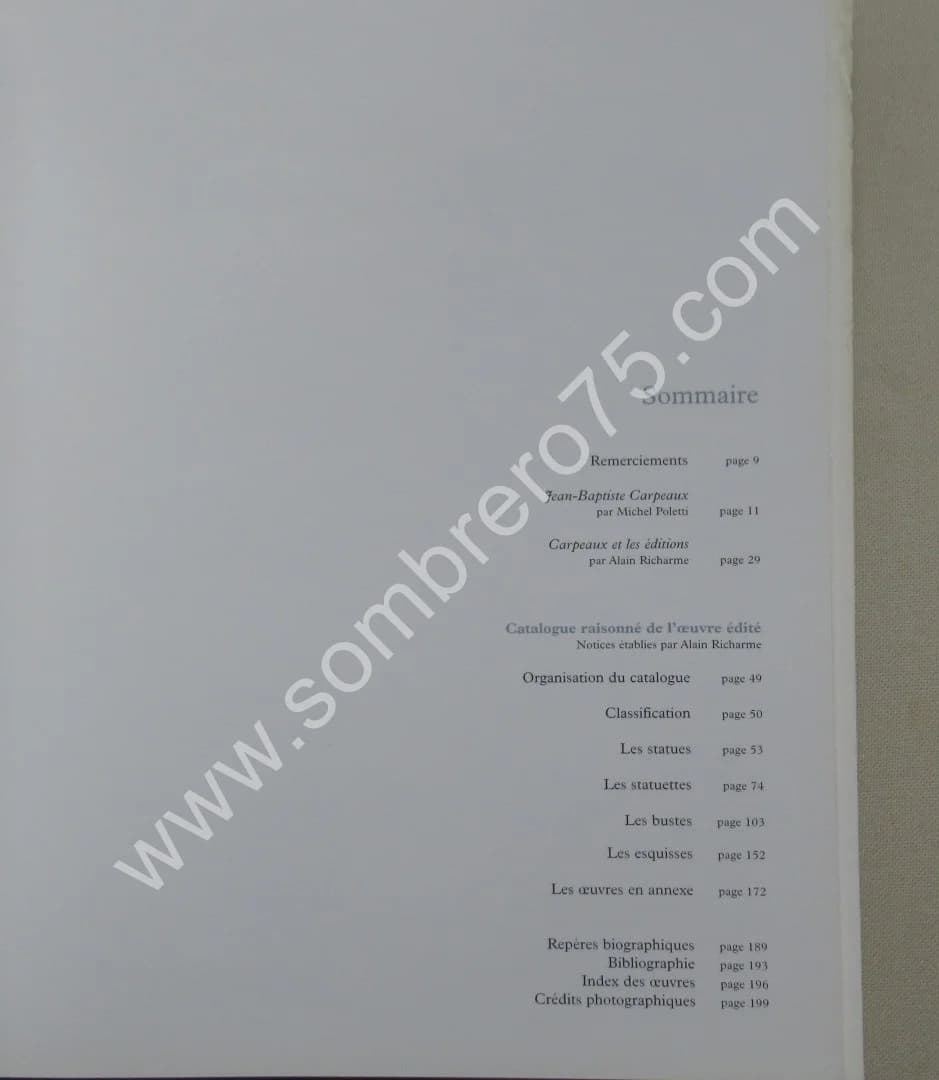 Jean Baptiste CARPEAUX. Catalogue Raisonné. Envoi - Image 4