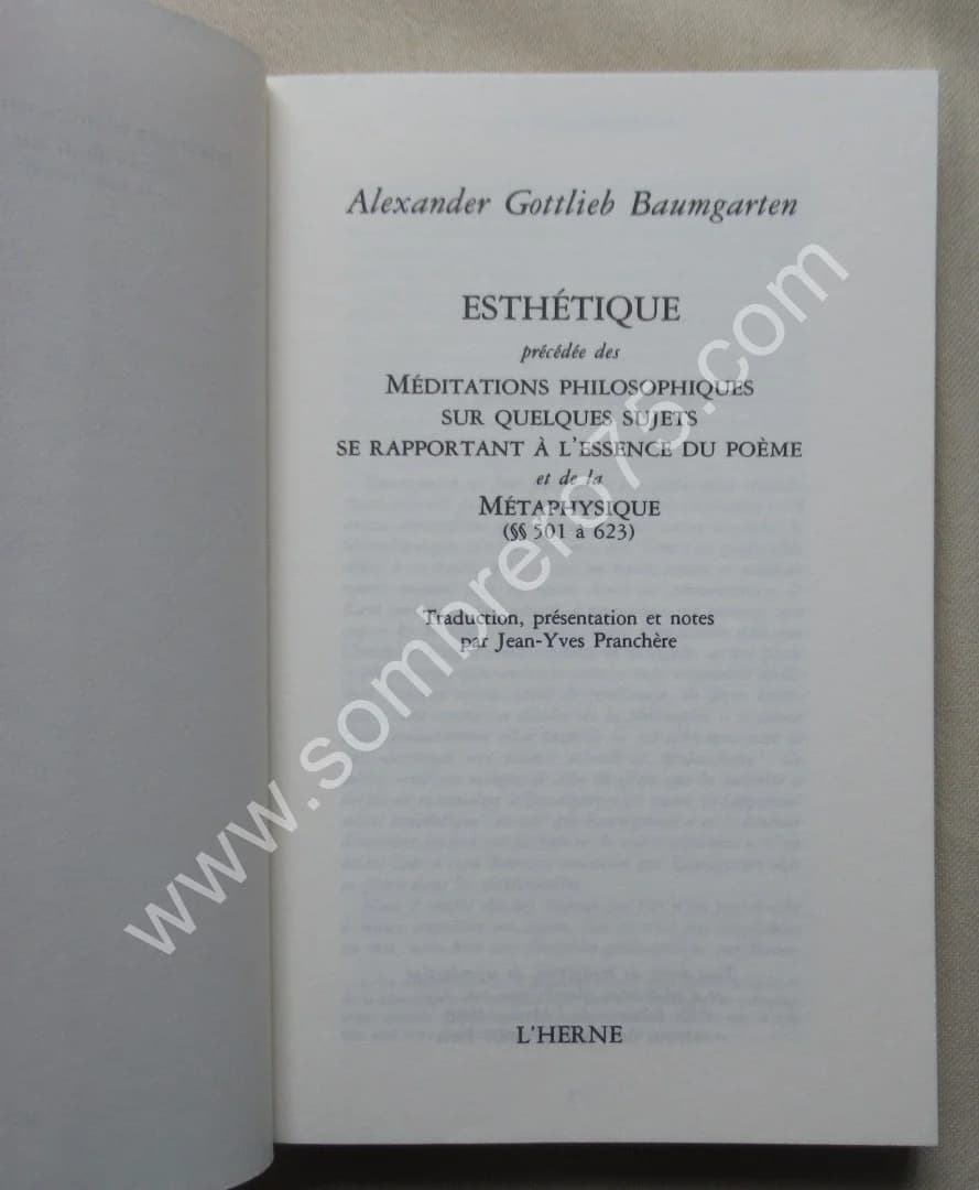A. G. BAUMGARTEN. Esthétique - Méditations Philosophiques - Image 3