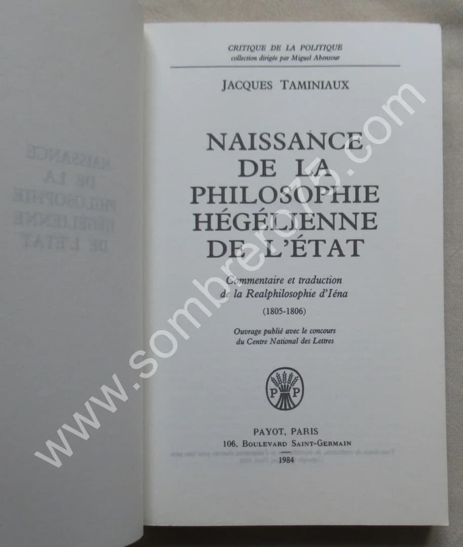 Naissance de la Philosophie Hégélienne de l'Etat. Jacques TAMINIAUX - Image 3