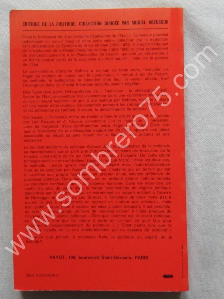 Naissance de la Philosophie Hégélienne de l'Etat. Jacques TAMINIAUX - Image 6