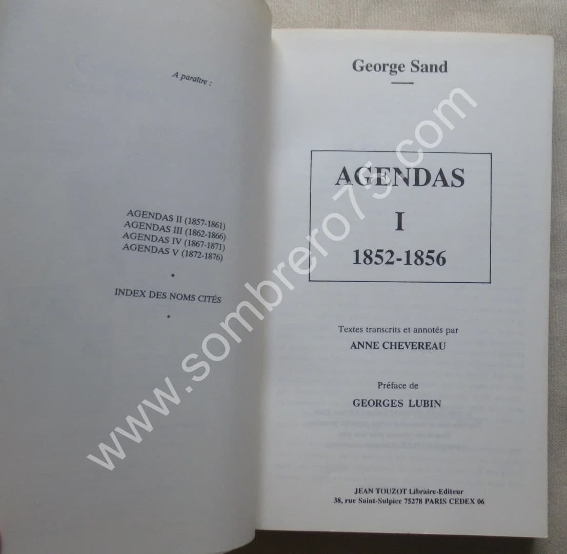 Agendas - Tome 1 1852-1856.  George SAND - Image 3