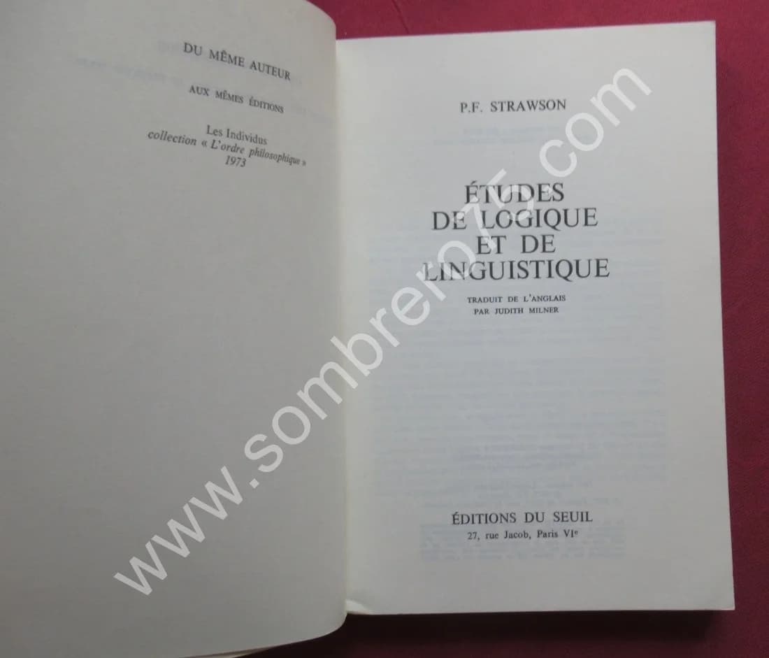 Etudes de logique et de Linguistique. P. F. STRAWSON - Image 3
