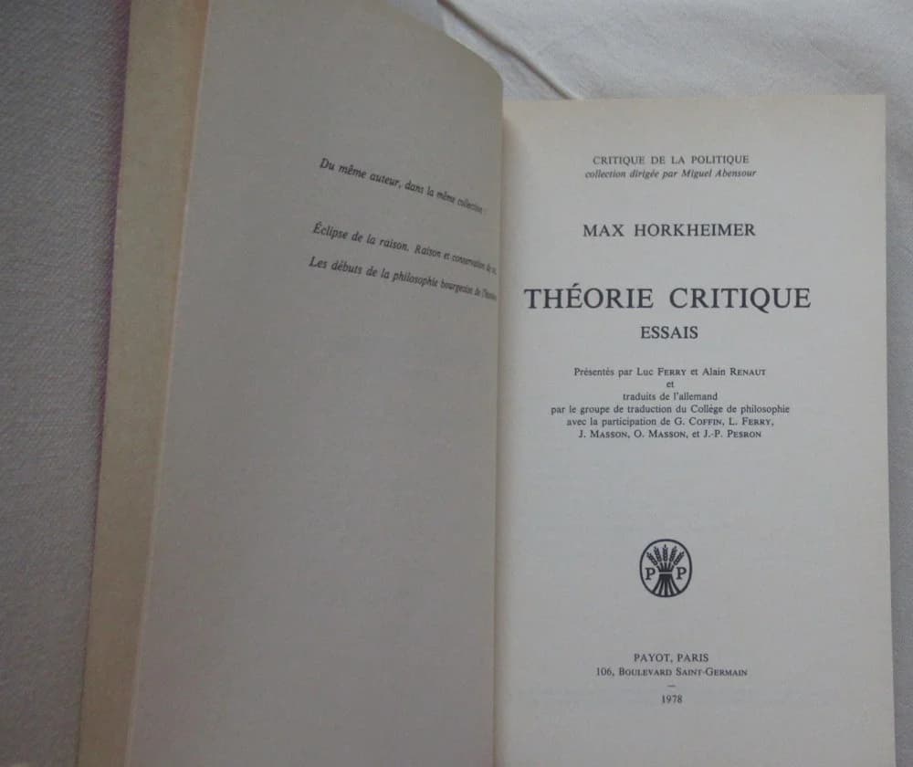 Max HORKHEIMER. Théorie Critique - Image 3