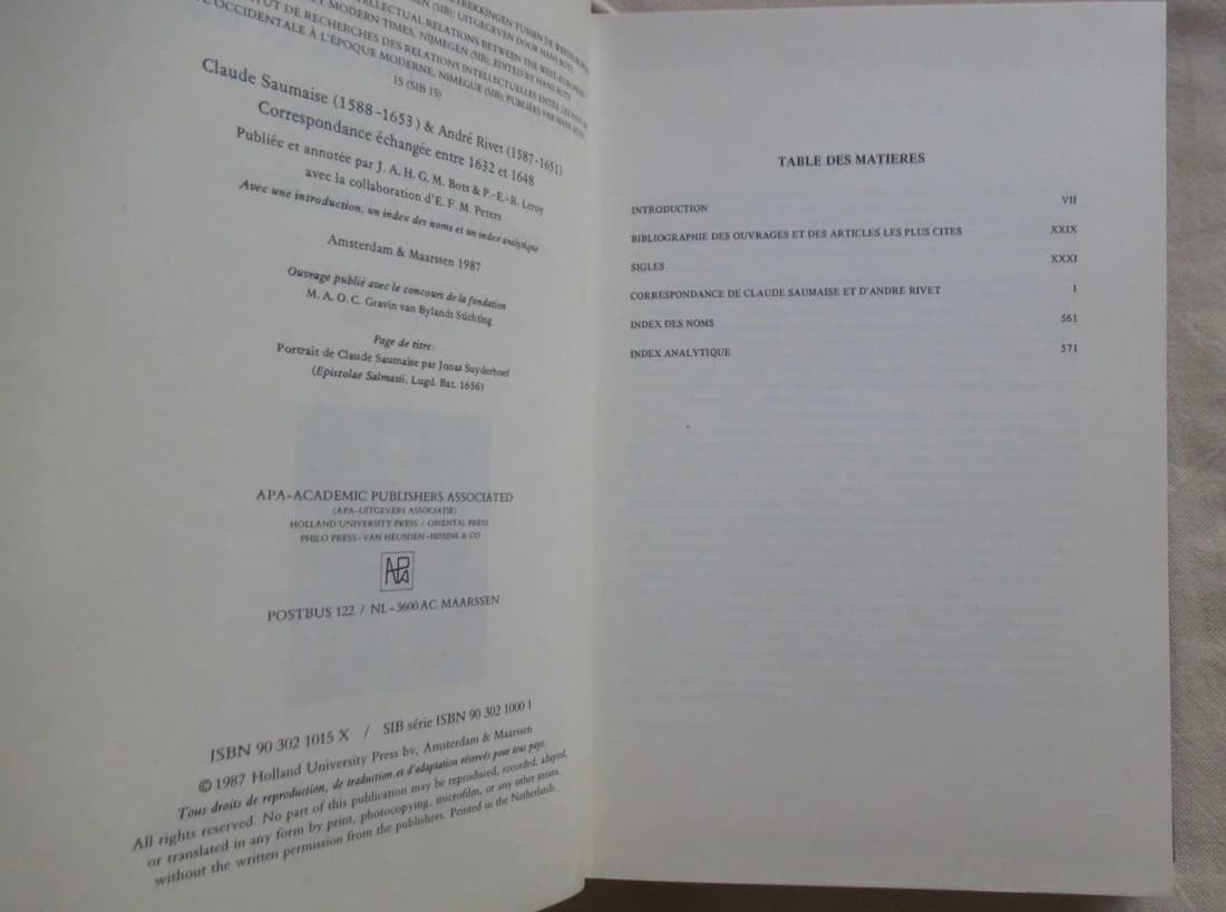 Claude Saumaise & André RIVET - Correspondance échangée entre 1632 et 1648 - Image 4