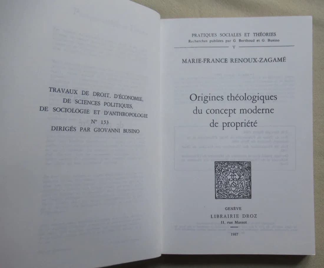 M. Fr RENOUX ZAGAME. Origines Théologiques du Concept Moderne de Propriété - Image 3