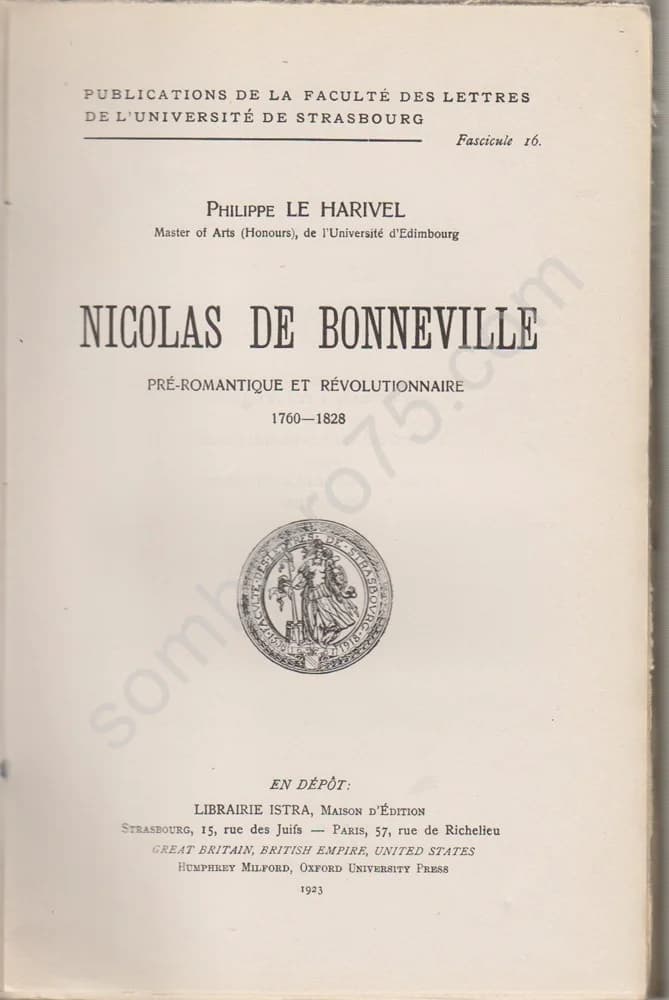 Nicolas de Bonneville, Pré-Romantique et Révolutionnaire, 1760-1828. Thèse - Image 4