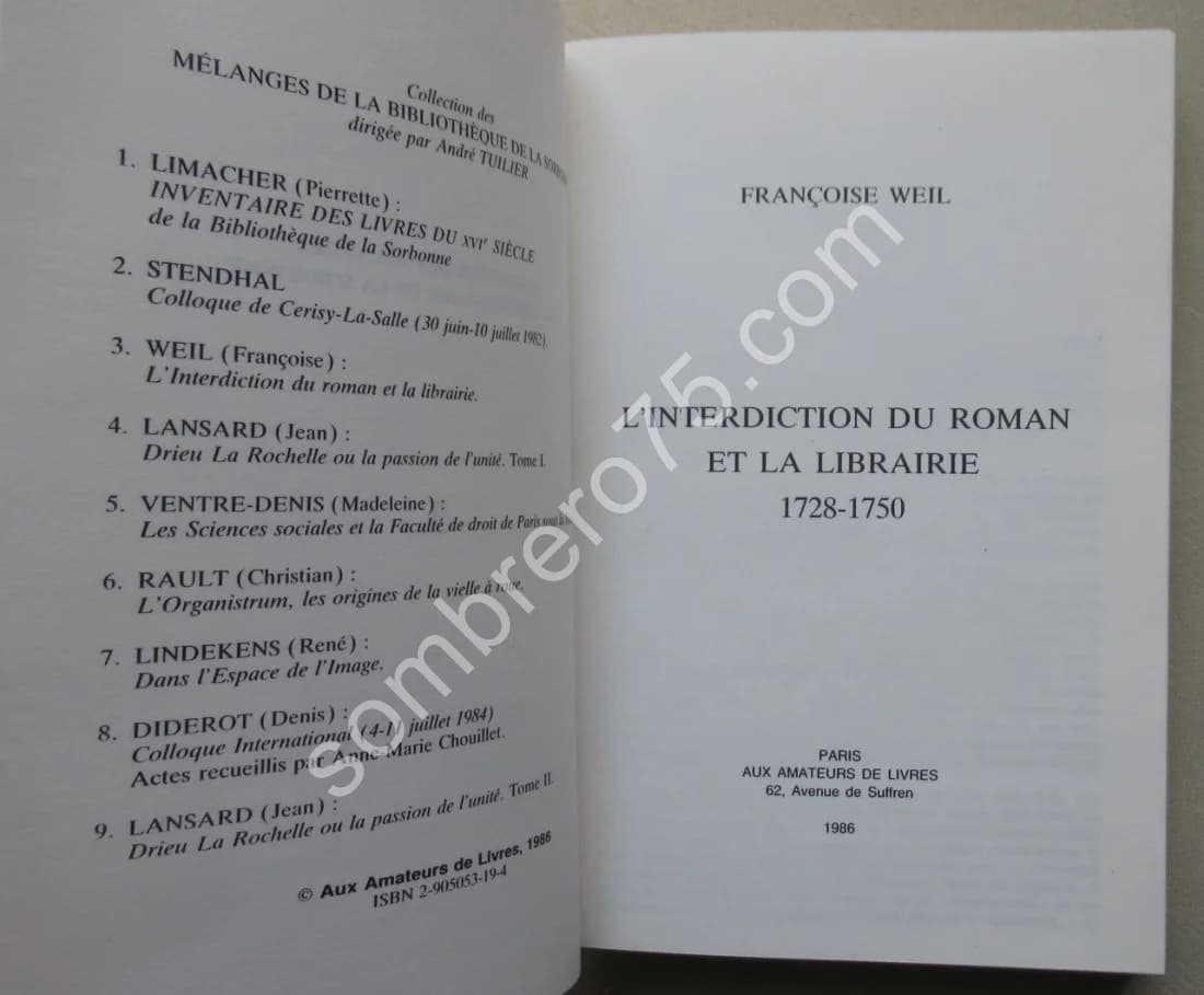 L'Interdiction du Roman et la Librairie 1728-1750 - Image 3