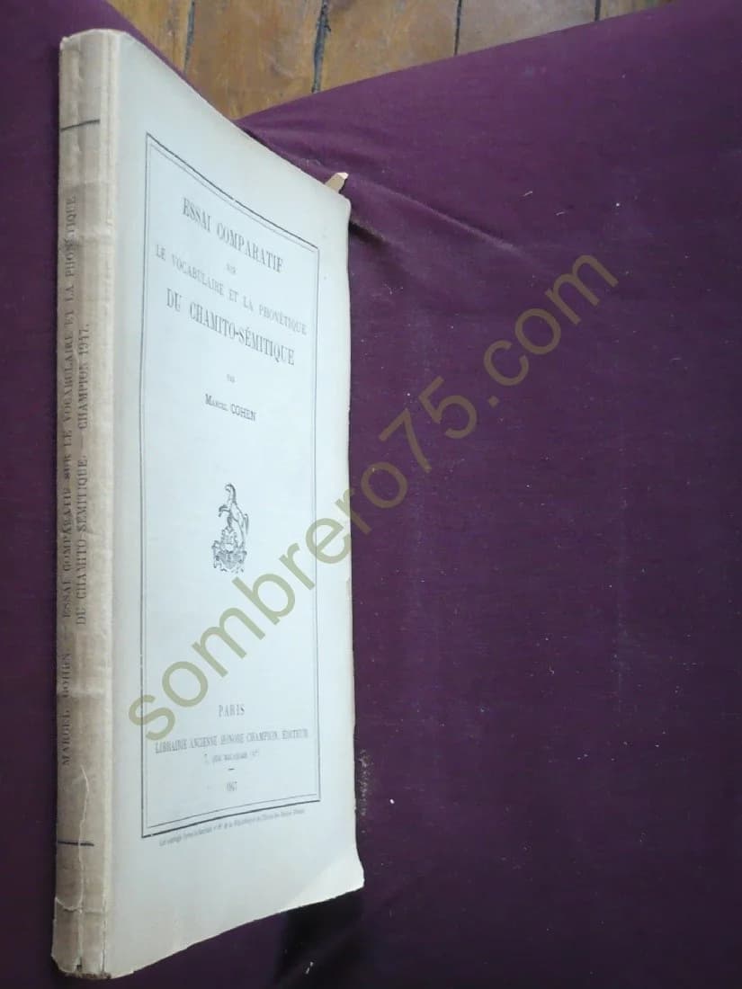 Essai Comparatif sur le Vocabulaire et la Phonétique du Chamito-Sémitique. COHEN - Image 2
