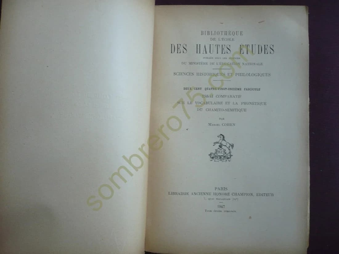 Essai Comparatif sur le Vocabulaire et la Phonétique du Chamito-Sémitique. COHEN - Image 3