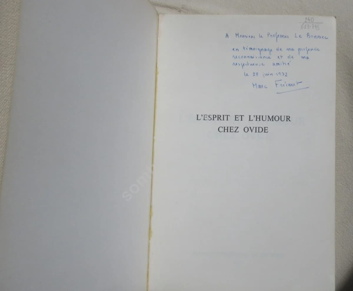 L'Esprit et l'Humour chez Ovide. J. M. FRECAUT Envoi - Image 2