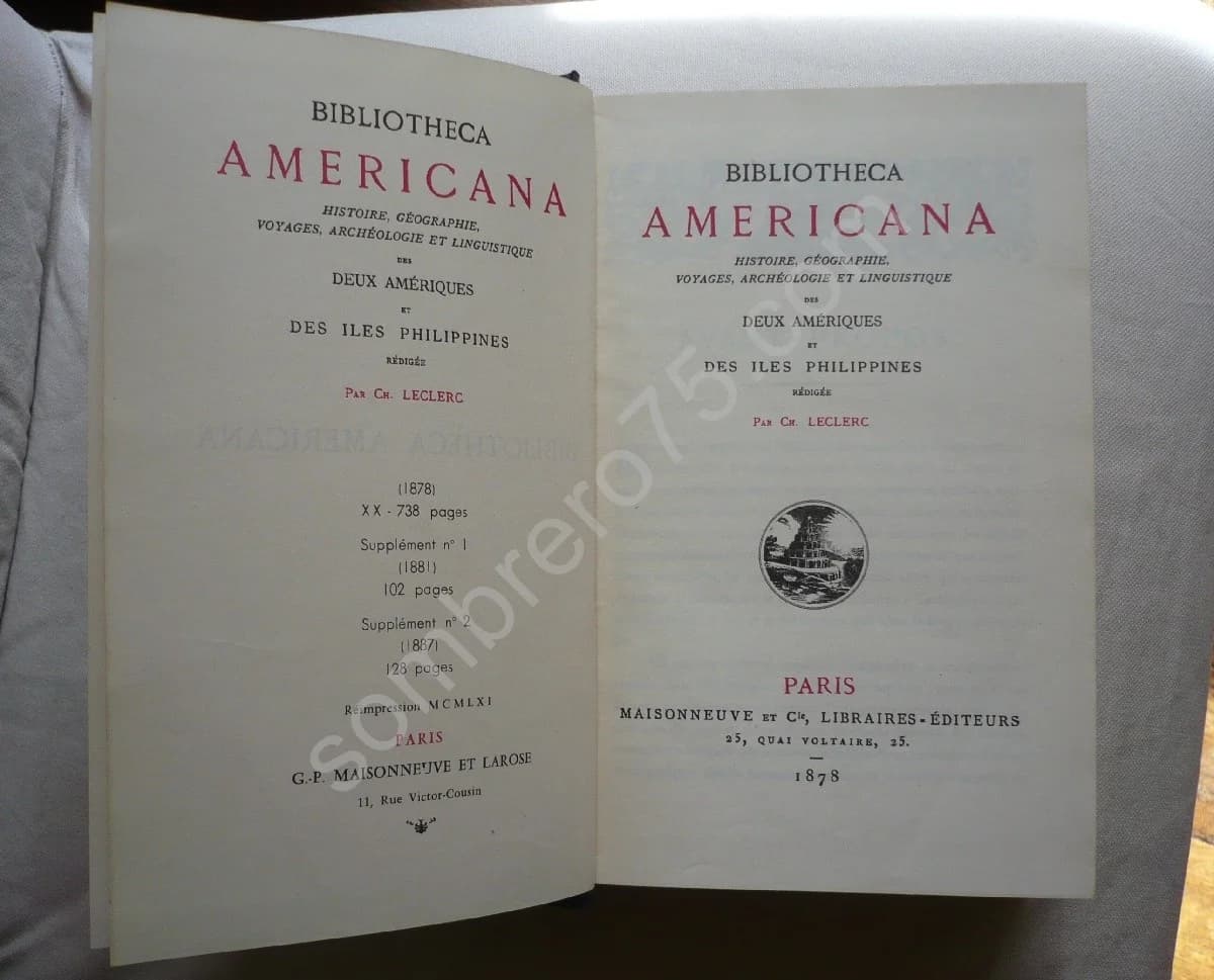 Bibliotheca Americana Histoire Géographie Voyages Archéologie et Linguistique des Deux Amériques et des Iles Philippines - Image 4