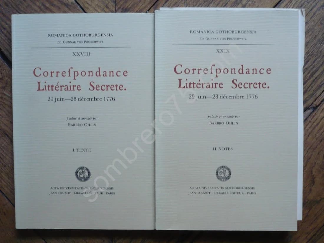 Correspondance Littéraire Secrète 29 Juin - 28 Décembre 1776 - 2 Tomes XXVIII et XXIX