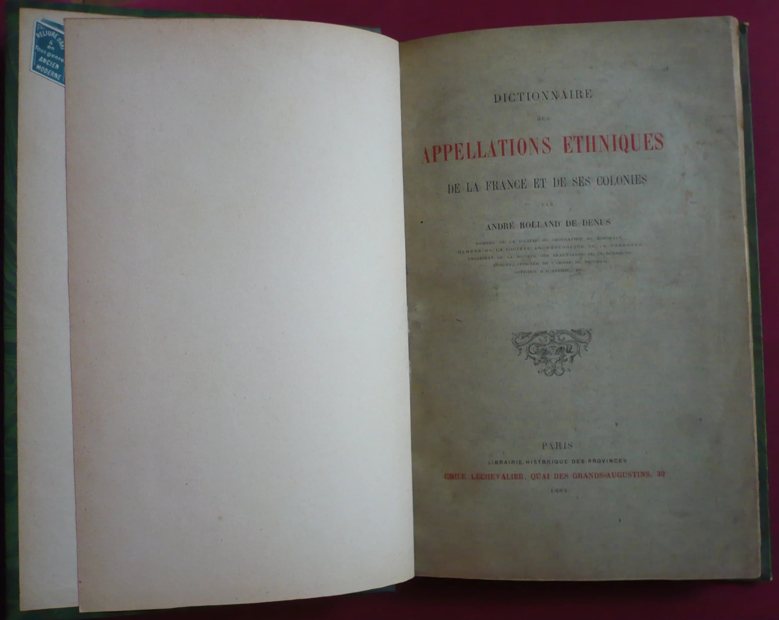 Dictionnaire des Appellations Ethniques de la France et de ses Colonies - Image 4