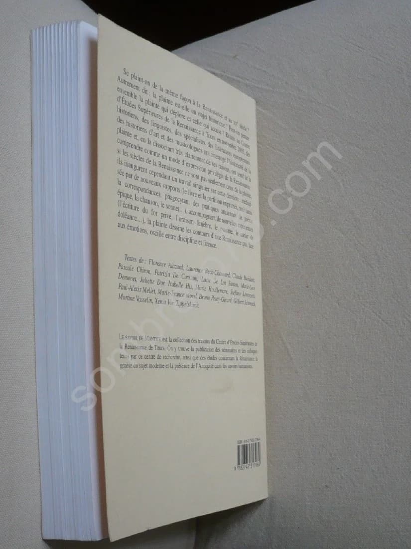 La Plainte à la Renaissance: Journées d'Etudes des 16 et 17 Novembre 2005 - Image 3