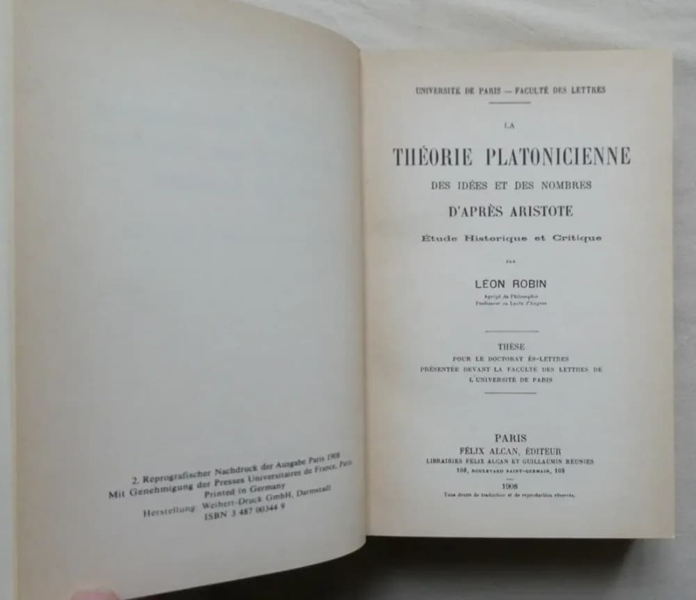 La Théorie Platonicienne des Idées et des Nombres d'après Aristote - Image 3