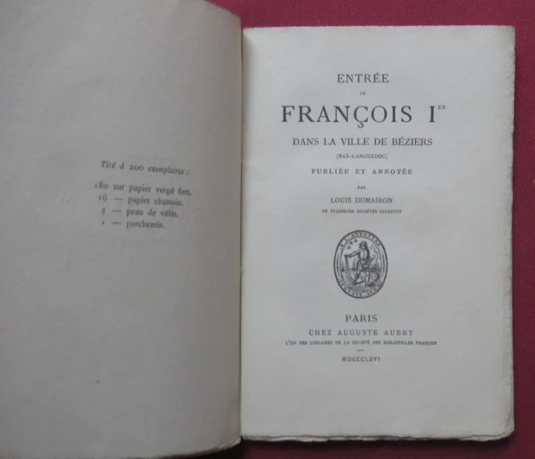 Entrée de François Ier dans la Ville de Béziers. 1866. Envoi - Image 3