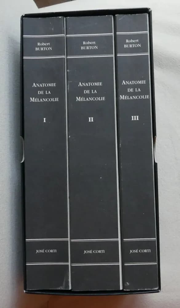 Couverture de Anatomie de la Mélancolie. Robert BURTON. 3 VOL.