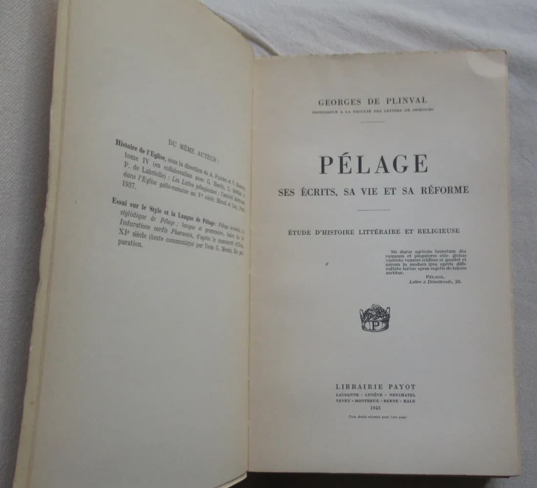G. de Plinval. Pélage ses Ecrits, sa Vie et sa Réforme - Image 3