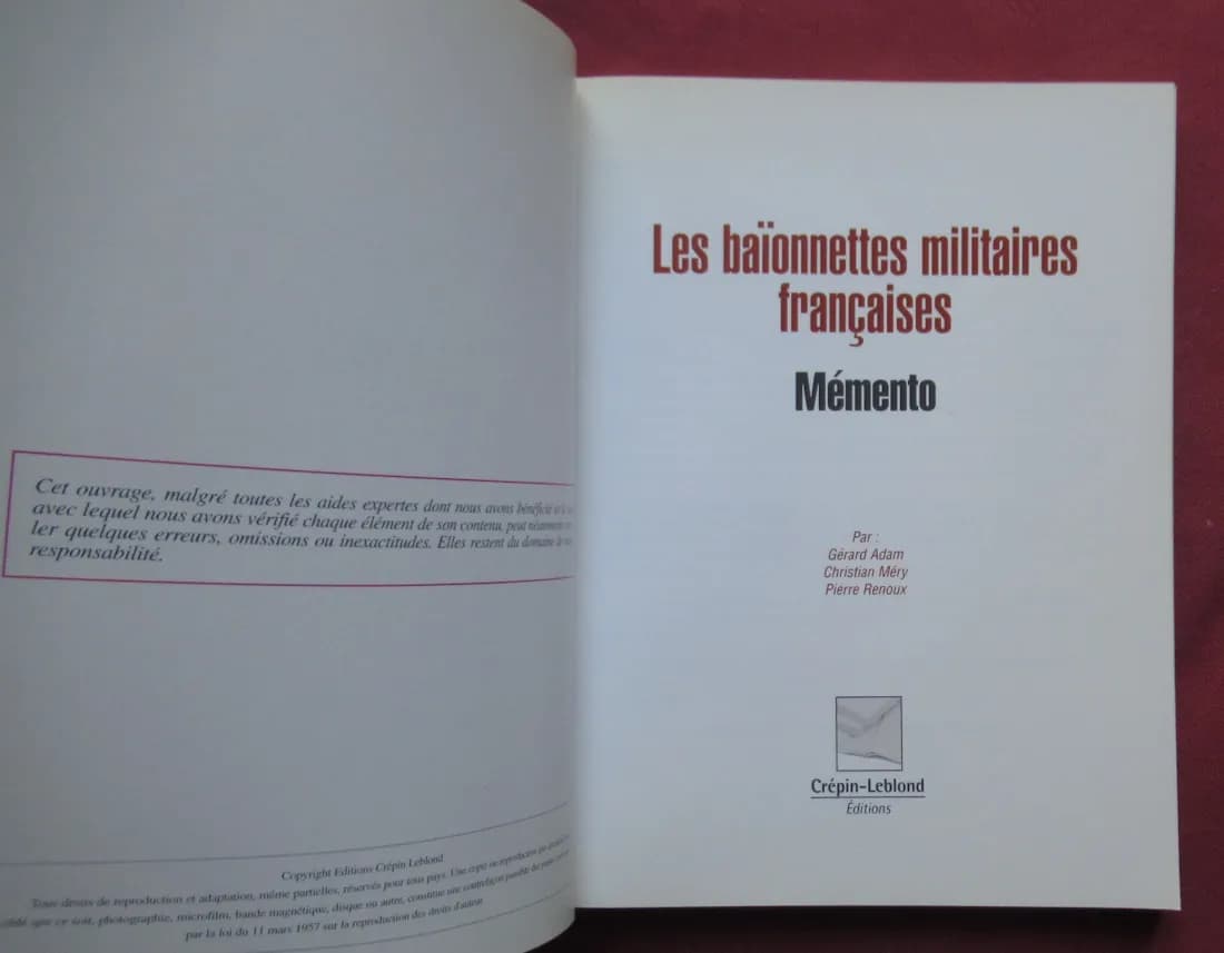Les Baïonnettes Militaires Françaises. Mémento. G ADAM - Image 3