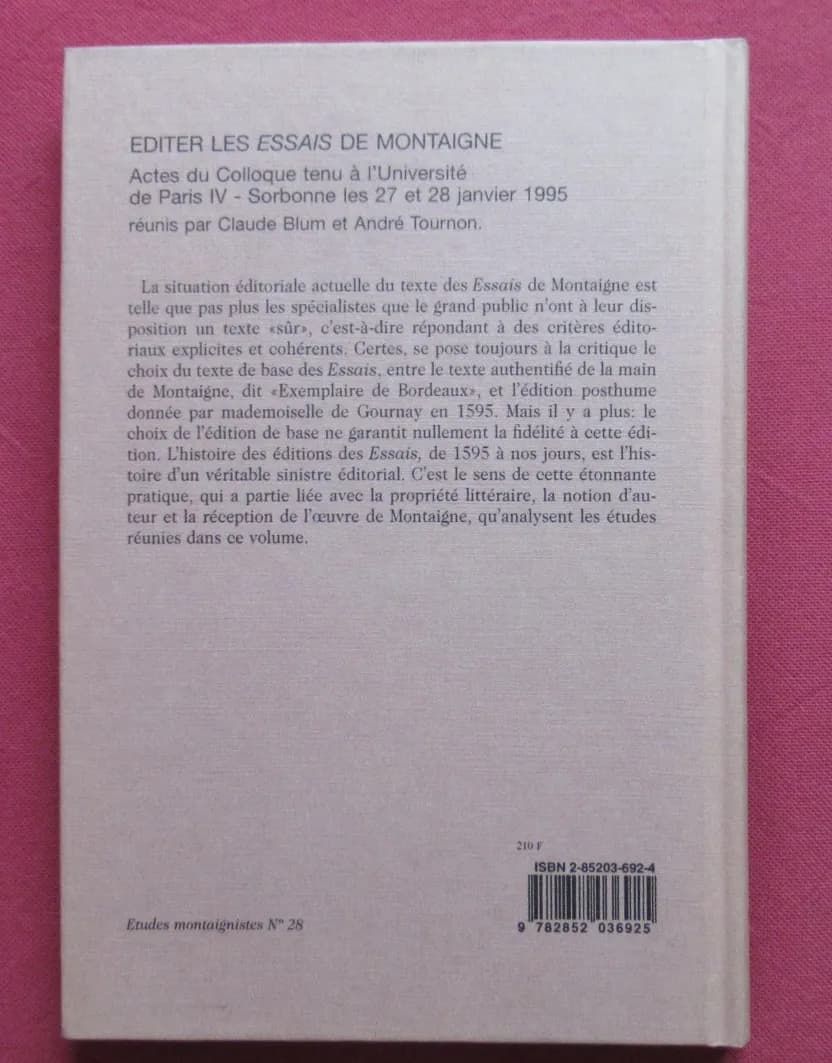 Editer les Essais de Montaigne. Colloque Paris IV Sorbonne 1995 - Image 4