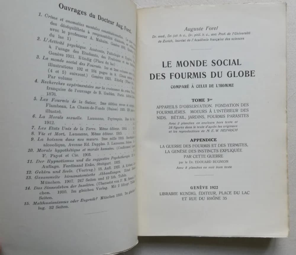Le Monde Social des Fourmis. A. FOREL 5 Tomes - Image 8