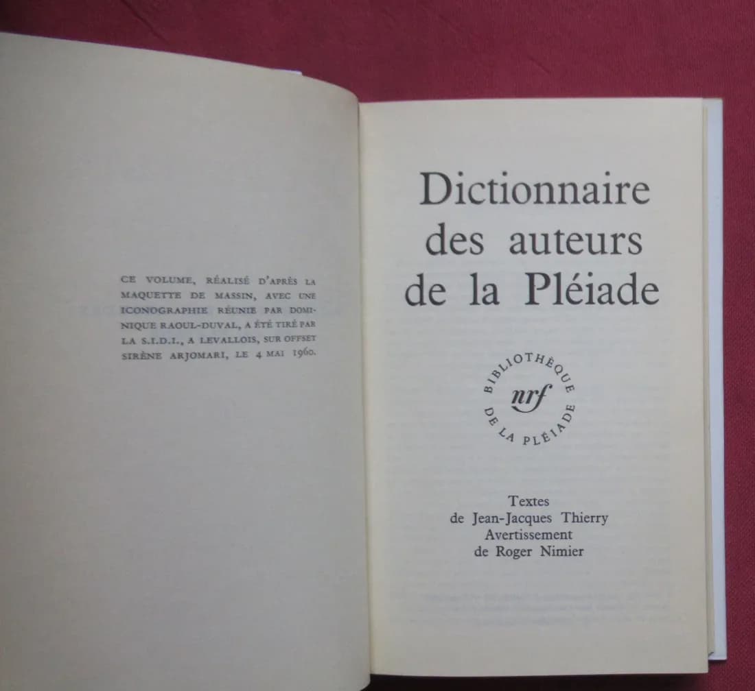 Album Pléiade Dictionnaire des Auteurs de 1960 - Image 4