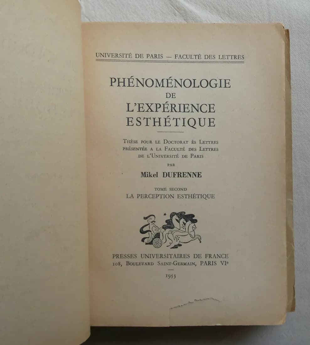 Phénoménologie de l'Exprérience Esthétique. 2 Tomes - Image 4