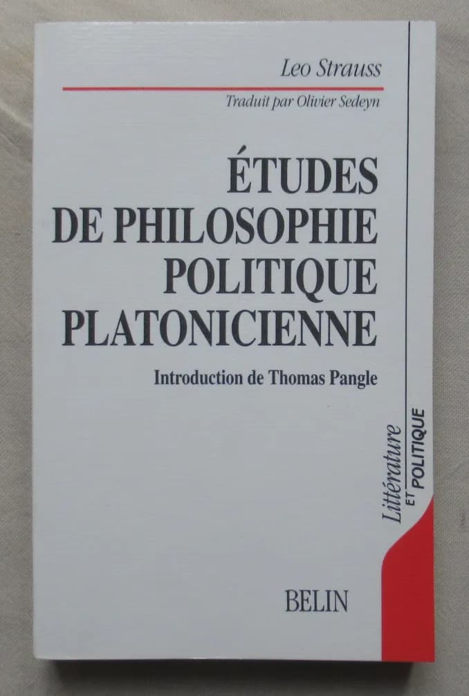 Etudes de Philosophie Politique Platonicienne. Léo STRAUSS