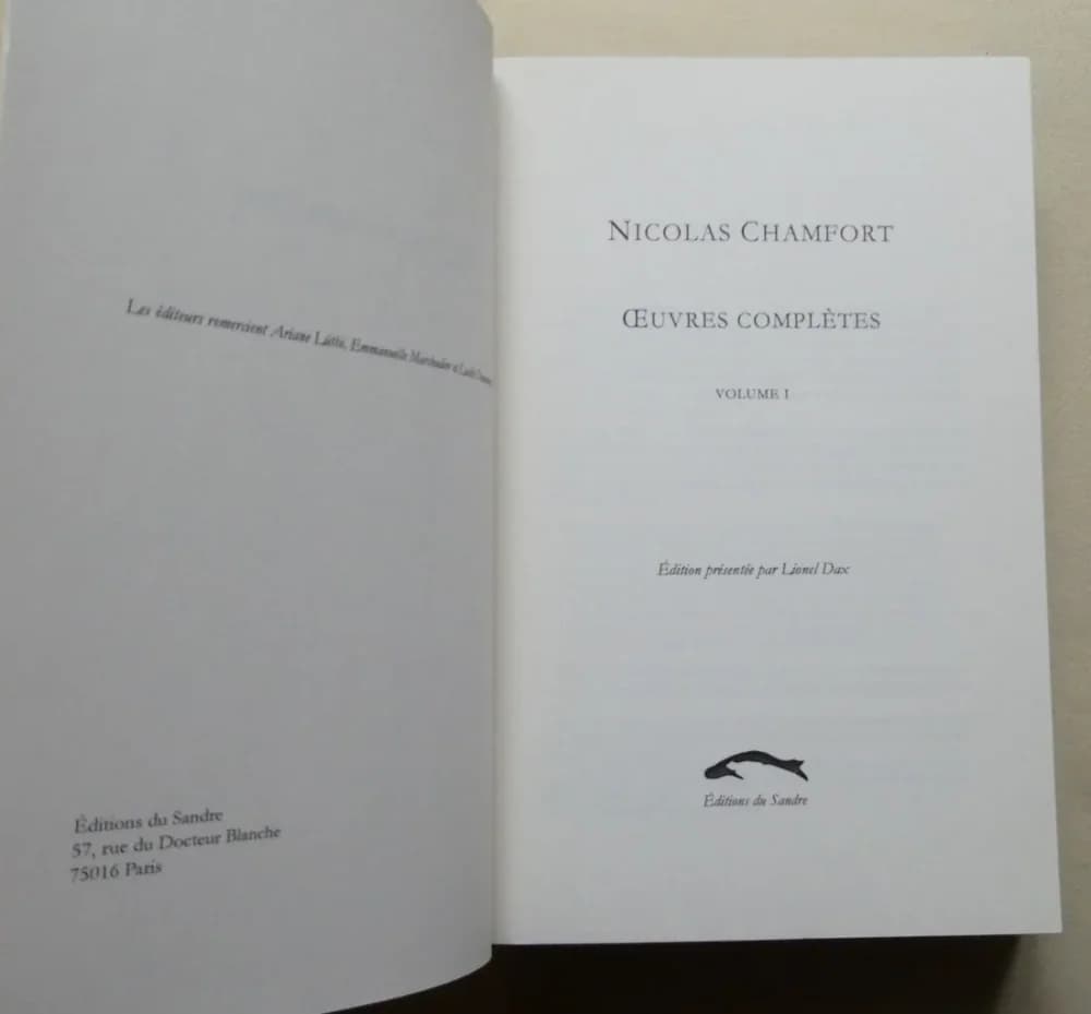 Oeuvres Complètes. Nicolas CHAMFORT. 2 Volumes - Image 3
